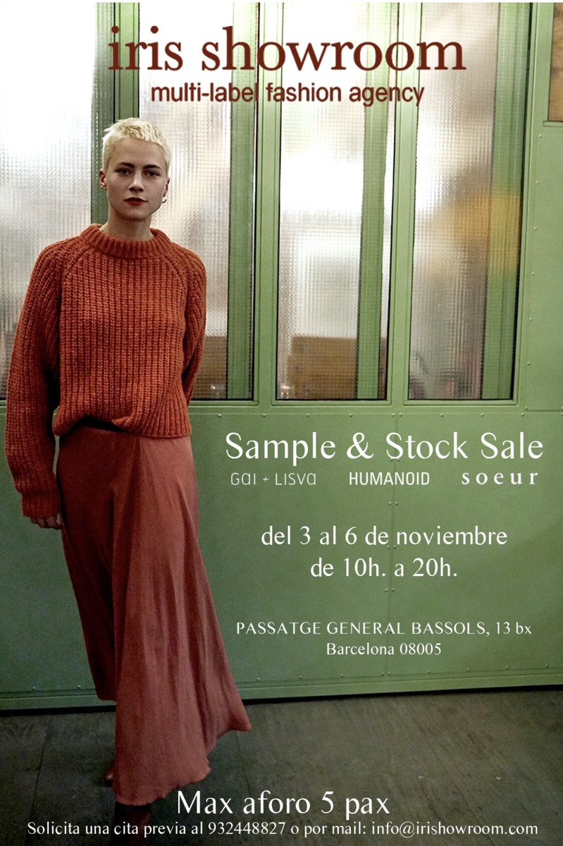 Irisshowroom's tweet photo. Sample &amp; Stock Sale. Sólo en Barcelona y con cita previa https://t.co/lZyhdz5s2F