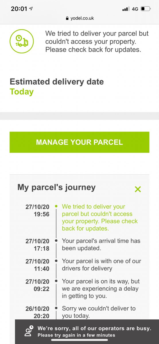 HearneTommy's tweet photo. @YodelOnline so I’ve just seen this. Absolutely ridiculous as we’ve been in all day. There is absolutely no way they rang the buzzer. It was also out for delivery yesterday and never showed up. What on Earth is going on you divs. https://t.co/3JkRO1Hfy0
