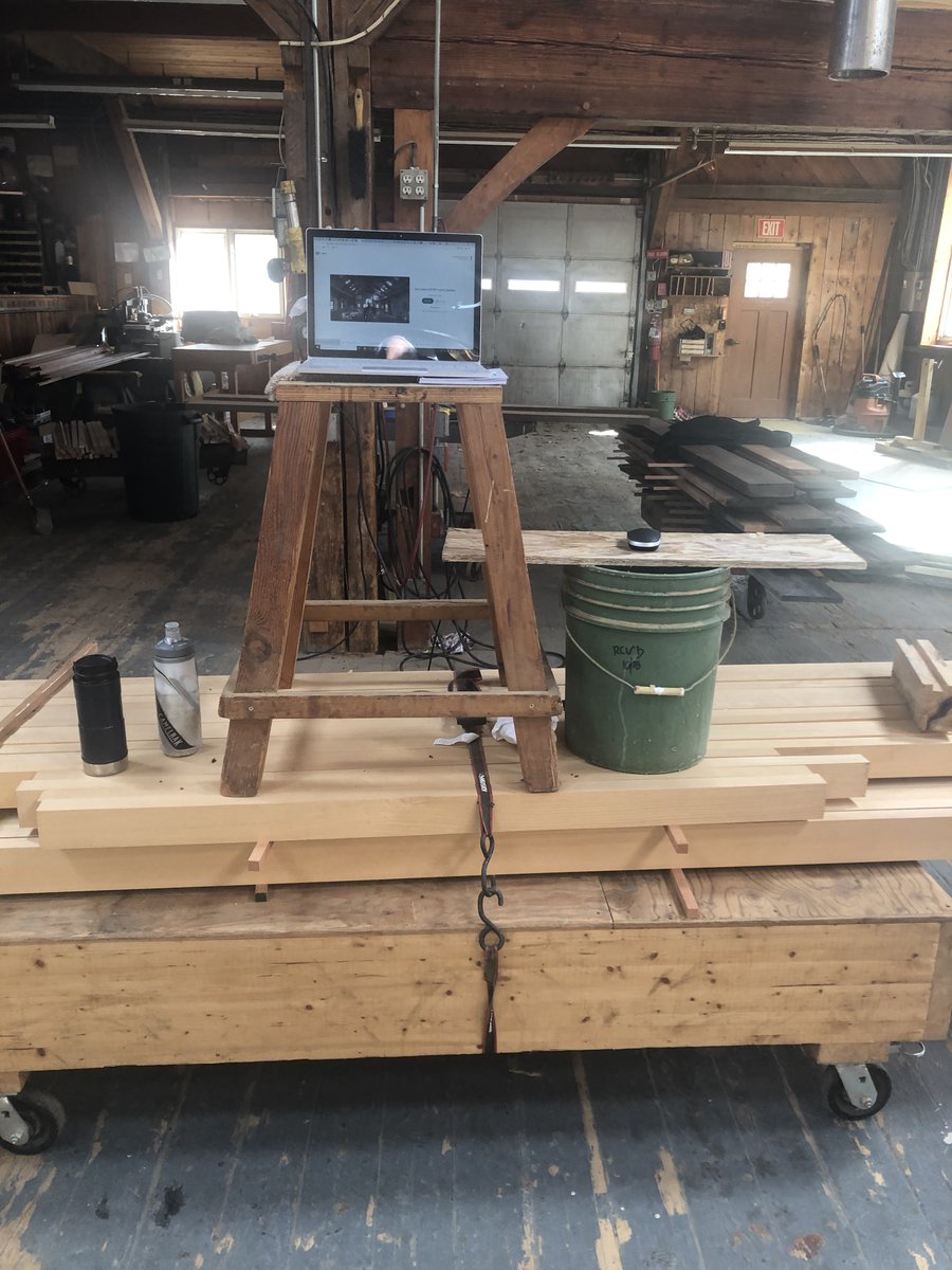 Only the most professional studio for <a href="/tedd_benson/">Tedd Benson</a>. This is  where he presented from for the <a href="/MaineIAQCouncil/">Maine IAQ Council</a>'s annual conference today and will give the keynote for <a href="/FHBMagazine/">Fine Homebuilding</a>'s virtual online summit, tomorrow. We spy his favorite travel mug and cycling water bottle!