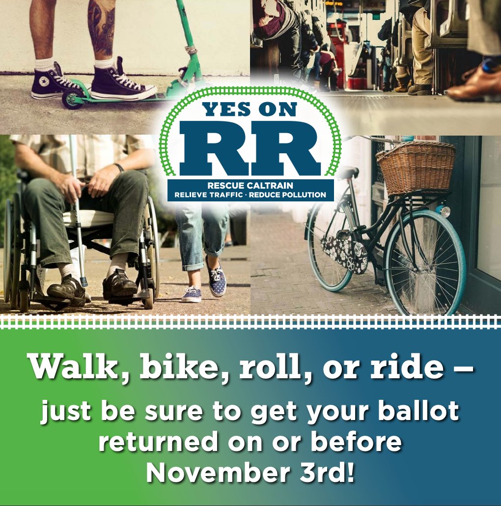 YesOnRR's tweet photo. Tell your friends, family, neighbors, and coworkers - let’s get those ballots in and #RescueCaltrain! https://t.co/pLsk1OPkgw