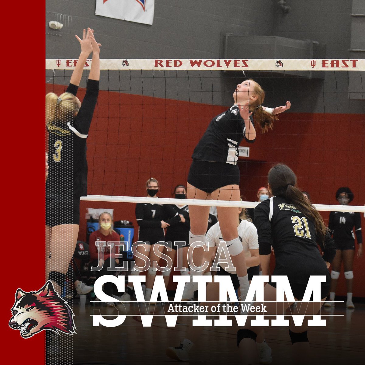 IUERedWolvesVB's tweet photo. Let’s go RED! @JessicaSwimm is the @RiverStatesConf #AttackerOfTheWeek #GRIT https://t.co/TF1hr1Qxef