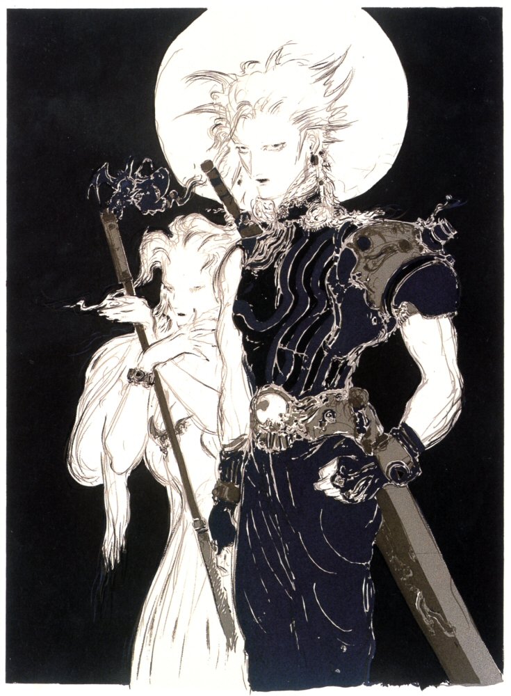 Also more popular, some of Amano's original art for Final Fantasy VII.