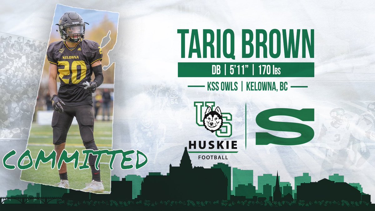 skhuskies's tweet photo. Huskie Football is excited to announce the signing of DB Tariq Brown, from the KSS Owls in Kelowna, BC! Welcome to the Huskie family. https://t.co/cy9GhmFxL2