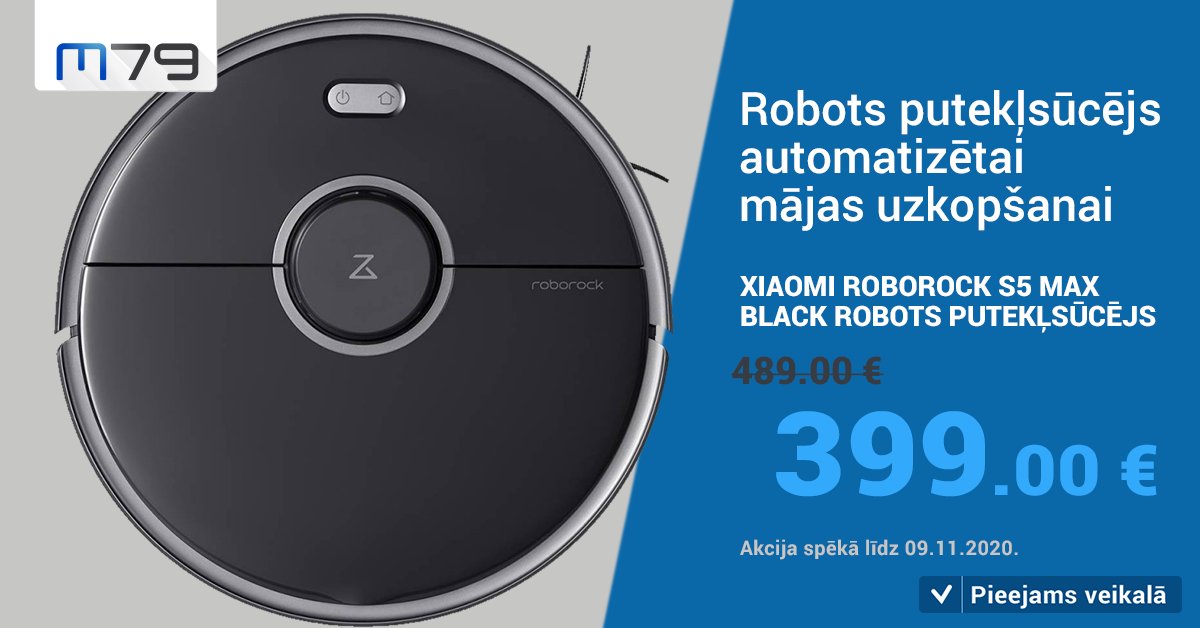 M79's tweet image. Robots automatizētai mājas uzkopšanai - Xiaomi Roborock S5 Max
bit.ly/2TwTzXA
Akcija spēkā līdz 09.11.2020.

#Xiaomi #RoborockS5Max #Robotsputekļsūcējs #Robots