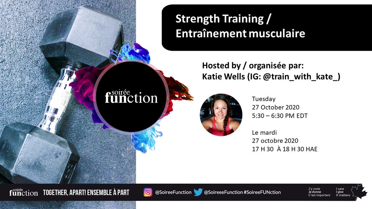 soireeFUNction's tweet photo. Reminder - the virtual Strength Training session will take place today from 5:30 PM - 6:30 PM ! This guided lesson will teach us how to maintain our physical health and enhance our focus while working from home. #GCWCC #TogetherApart 
@GCWCC_CCMTGC https://t.co/zBc3bUw91k