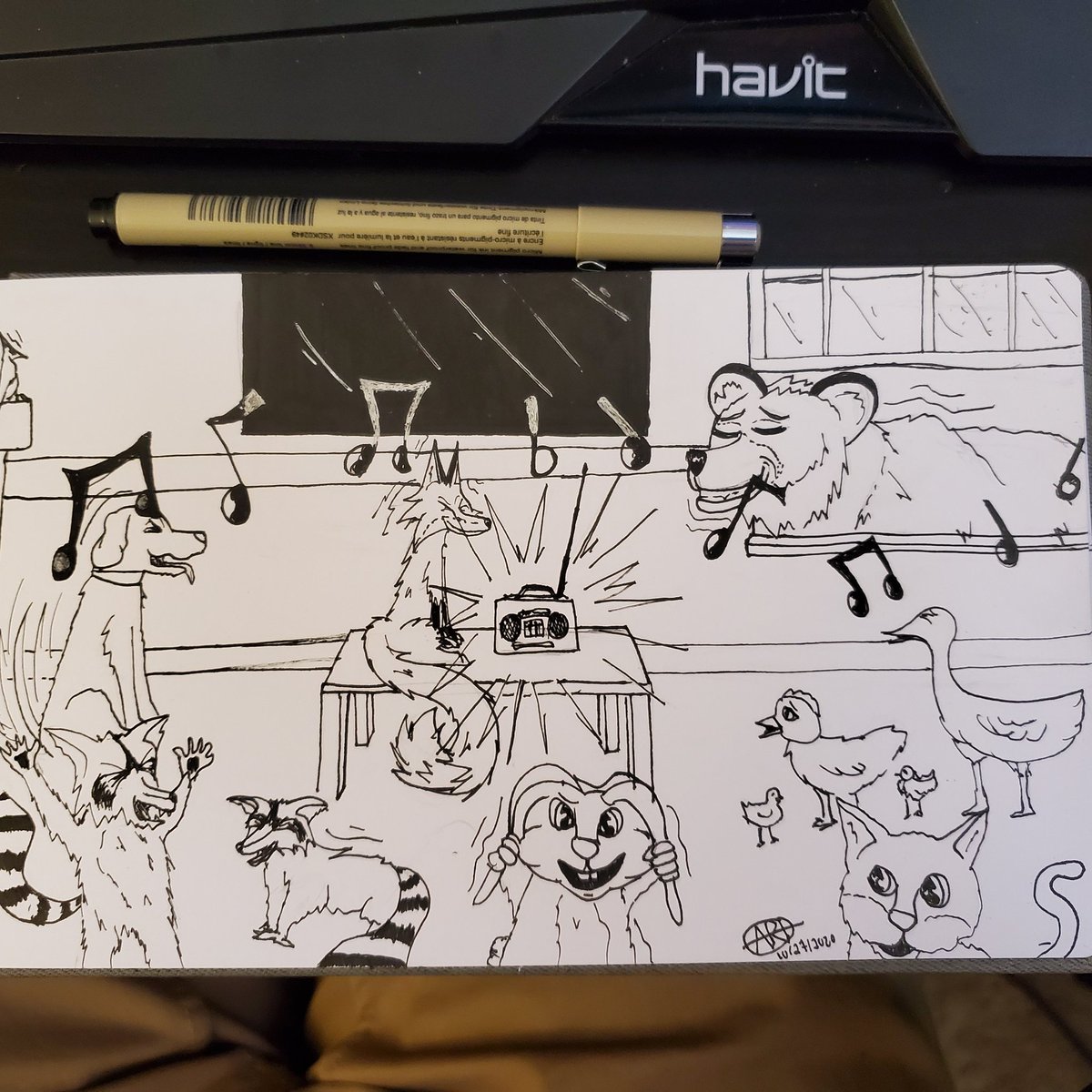sk8austin88's tweet photo. Inktiber day 27!
#inktober #inktober2020 #music #manga #anime #comic #illustration #foxes #animals #party https://t.co/Mpvbff7vVP