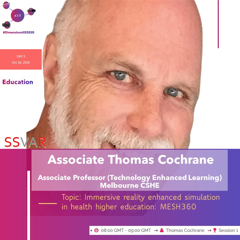 thomcochrane's tweet photo. Dimensions in XR Congress 28-30th October https://t.co/5IT72wmDSb
Education - on the value of XR for research in teaching and learning. How extended reality will change the world of Education? @aiello_stephen #MESH360 #SOTELNZ #SOTEL_AU @MelbCSHE https://t.co/sofTeib7cB