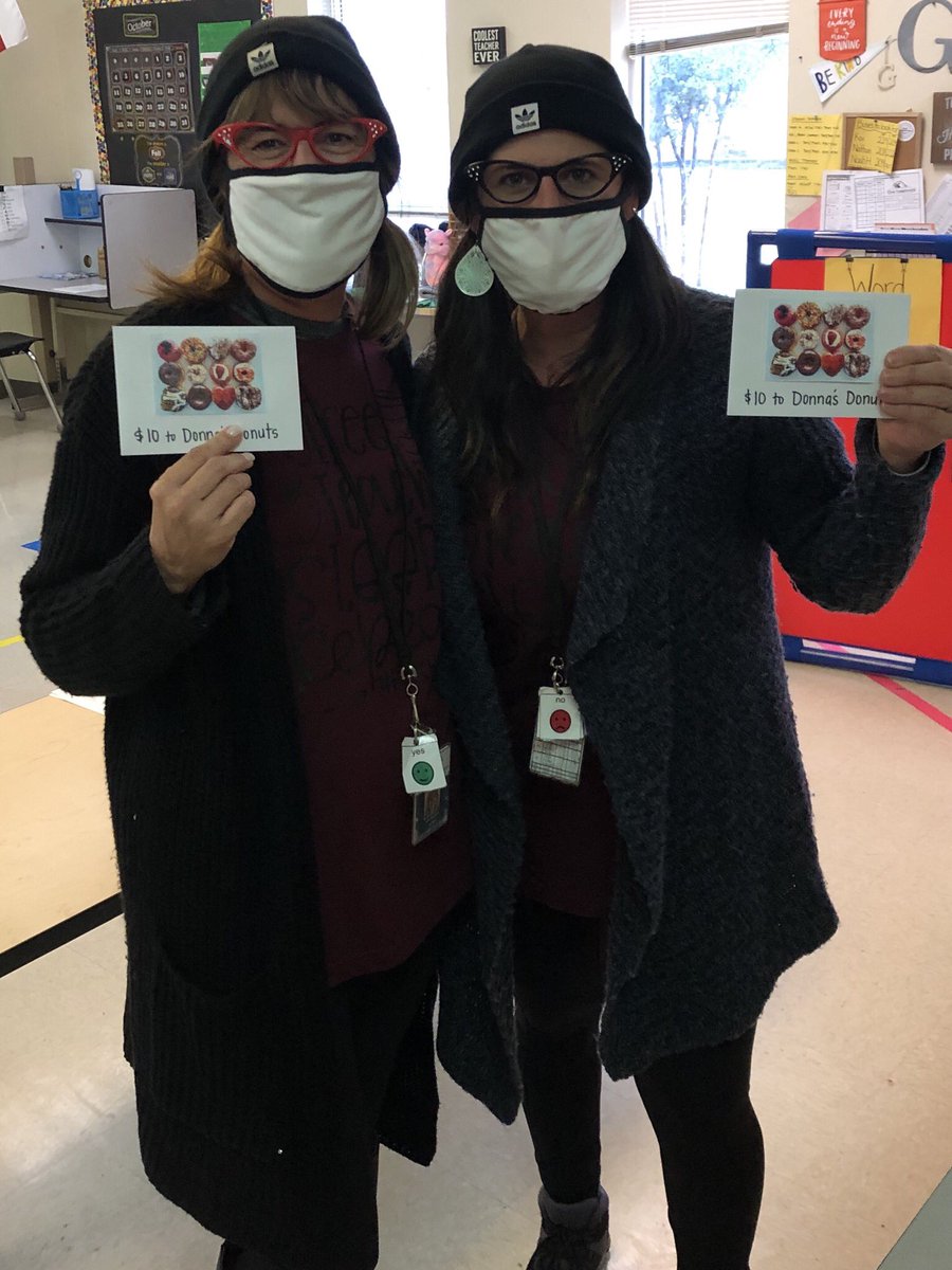 #RedRibbonWeek Twinning Tuesday winners Michelle Albo &amp; Erin Gonzales. Each of them won $10 to Donna’s Donuts. One of @TimberviewMS fav donut shops!!