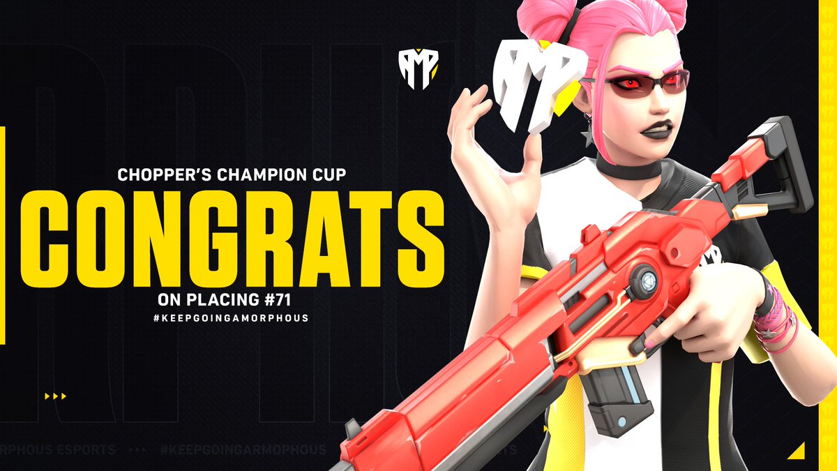 AmorphousDE's tweet photo. We would like to congratulate our player @bitflox &amp; his trio on his placement in today's Chopper's Champion Cup! 💛💪
#keepgoingAmorphous https://t.co/OeCh26Es2W