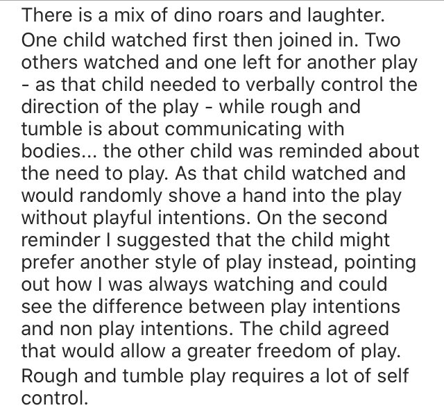 SuzanneAxelsson's tweet image. #roughandtumbleplay 
Play that allows children to understand their own limits and boundaries + when to say stop/no, as well as learning to listen + stop. #consent #selfregulating #selfreg