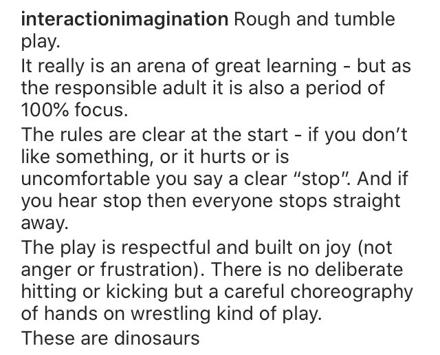 SuzanneAxelsson's tweet image. #roughandtumbleplay 
Play that allows children to understand their own limits and boundaries + when to say stop/no, as well as learning to listen + stop. #consent #selfregulating #selfreg