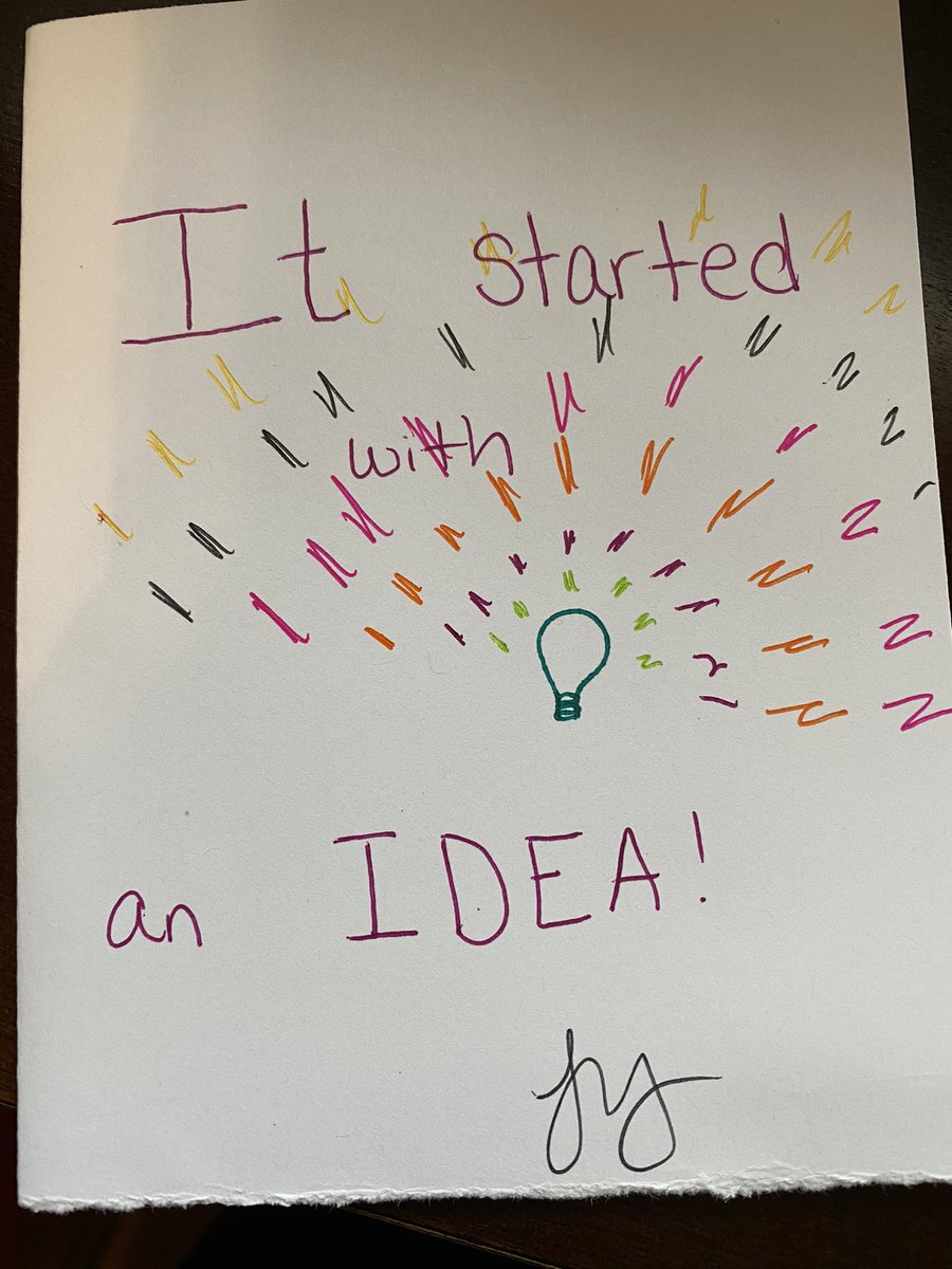classroombookie's tweet photo. @follettclass  and @creatEDCrayola  my book cover: It Started with an IDEA! @peterhreynolds https://t.co/RdFfMv9IFM