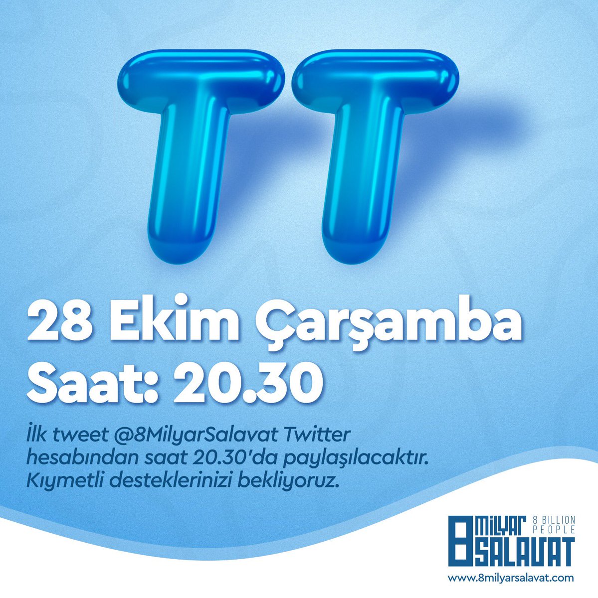 mersusTT's tweet photo. TT ÇALIŞMASINA DAVET 
📣📣📣

Kıymetli Dostlar,
8 Milyar Salavat Kampanyamız ve Mevlid Kandili münasebetiyle yarın akşam (Çarşamba) 20.30’da TT Farkındalık çalışması yapılacaktır. 

İlk tweet için @8milyarsalavat hesabını takipte kalalım. 🌹

Kıymetli desteklerinizi bekliyoruz.👍 https://t.co/Bq3ZfFyIKy