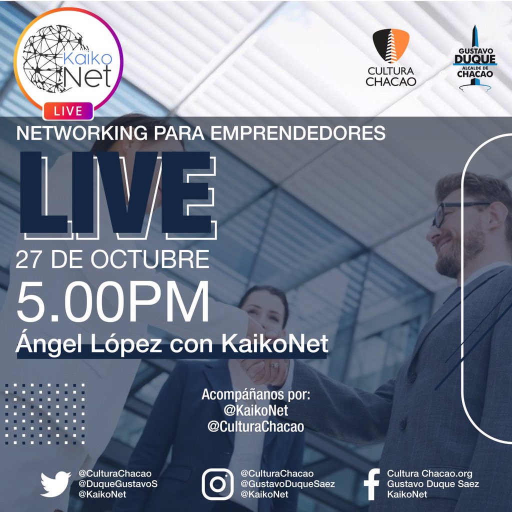 kaikonet's tweet photo. En pocos minutos estaremos en Vivo con @Angel_LopezTv por Instagram a través de la cuenta de @culturachacao, hablaremos de temas interesantes para todos los emprendedores. La cita es a las 05:00pm. ¡No te lo pierdas! https://t.co/R6kWgspOjG