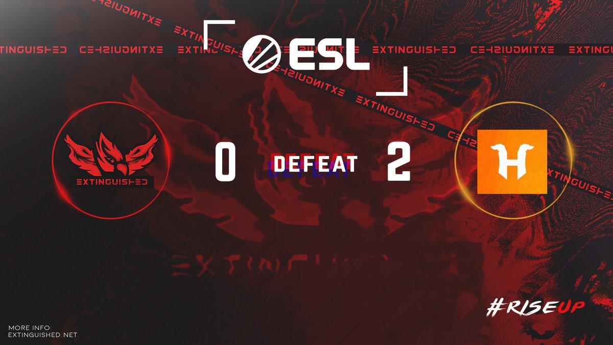 TExtinguished's tweet photo. GGWP to @Hound_Esports . We lost this match 0:2 (6:16, 8:16).

#RiseUp https://t.co/620WKgOSsl