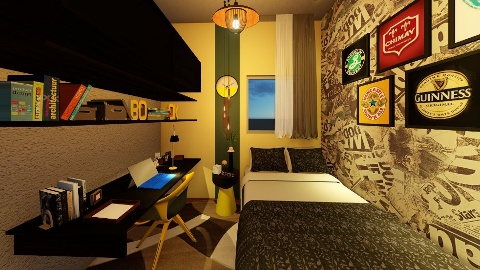 recifeemeu's tweet photo. Projeto de quarto pequeno com cores quentes, aproveitando a parede como espaço para prateleiras, realçando o ambiente. #maisummimo #Arquitetura #projetointeriores #designdeinteriores #projetando #arte https://t.co/uTxTWm8hIm