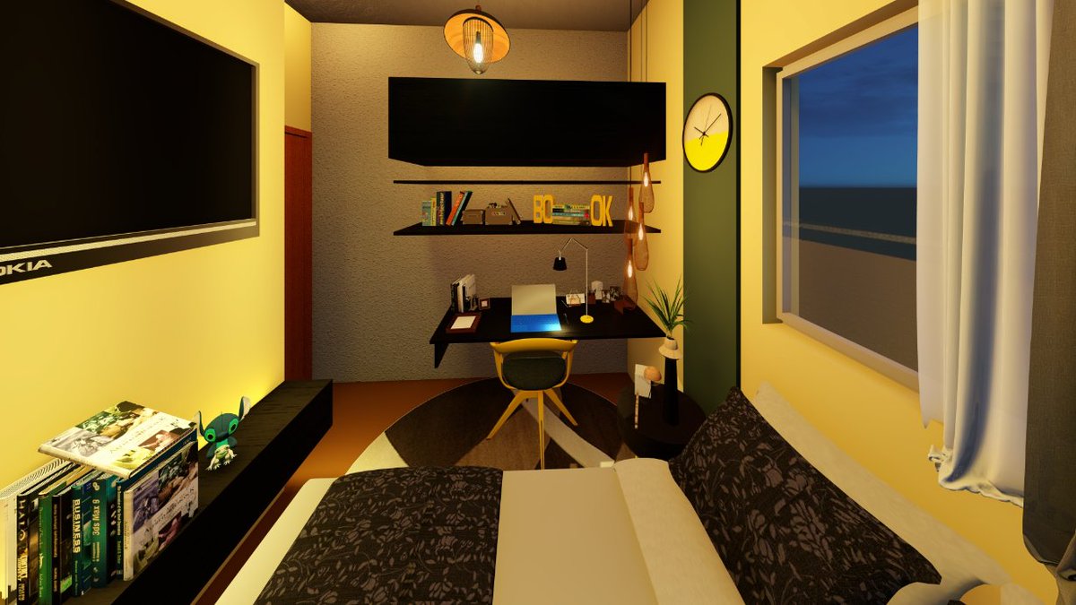 recifeemeu's tweet photo. Projeto de quarto pequeno com cores quentes, aproveitando a parede como espaço para prateleiras, realçando o ambiente. #maisummimo #Arquitetura #projetointeriores #designdeinteriores #projetando #arte https://t.co/uTxTWm8hIm