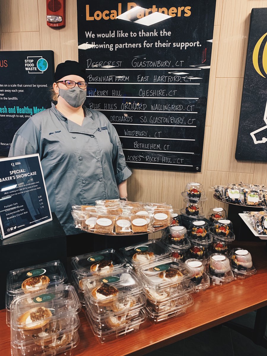 QUDining's tweet image. Did you know that we have our own pastry chef at Café Q? Stop by and say hi today during dinner, where we’re featuring four of her dessert specialties, like pumpkin tarts and homemade chocolate mousse! #bakershowcase