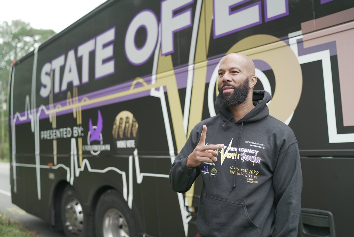 common's tweet photo. We’re in #Atlanta today on our GOTV Tour encouraging folks to vote and spreading a message of love, hope and joy. #Vote https://t.co/5mBKMTz1cR