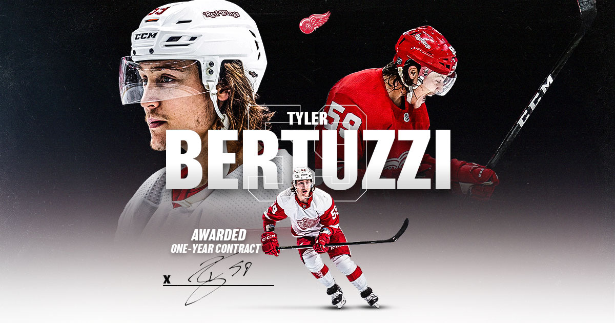 Detroit Red Wings on X: UPDATE: #RedWings left wing Tyler Bertuzzi today  was awarded a one-year, $3.5 million contract. The terms of the contract  were based on the ruling of an independent