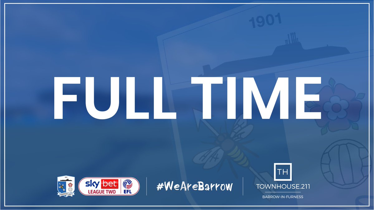 BarrowAFC's tweet photo. That's it! 

Three points for Barrow and a first Football League win since 1972.

Enjoy it, Bluebirds!

🦌2-4🔵#BarrowAFC https://t.co/fuuo2jamWh