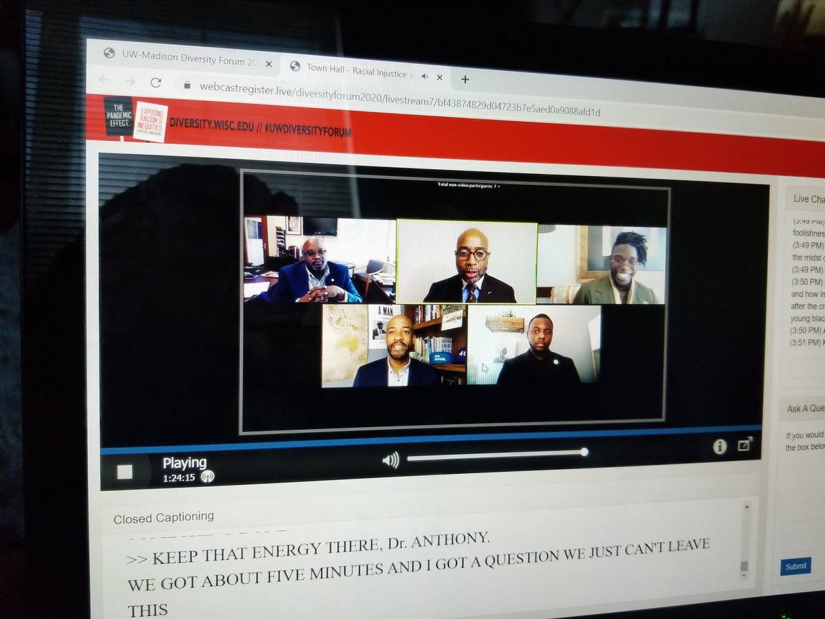 Holly_a22's tweet photo. What an incredible Town Hall with @DrJFLJackson, @LGMandelaBarnes, Dr. Ruben Anthony, Elizer Darris, and Joshua Hargrove. Thank you!#UWDiversityForum https://t.co/nhovBvJkNE