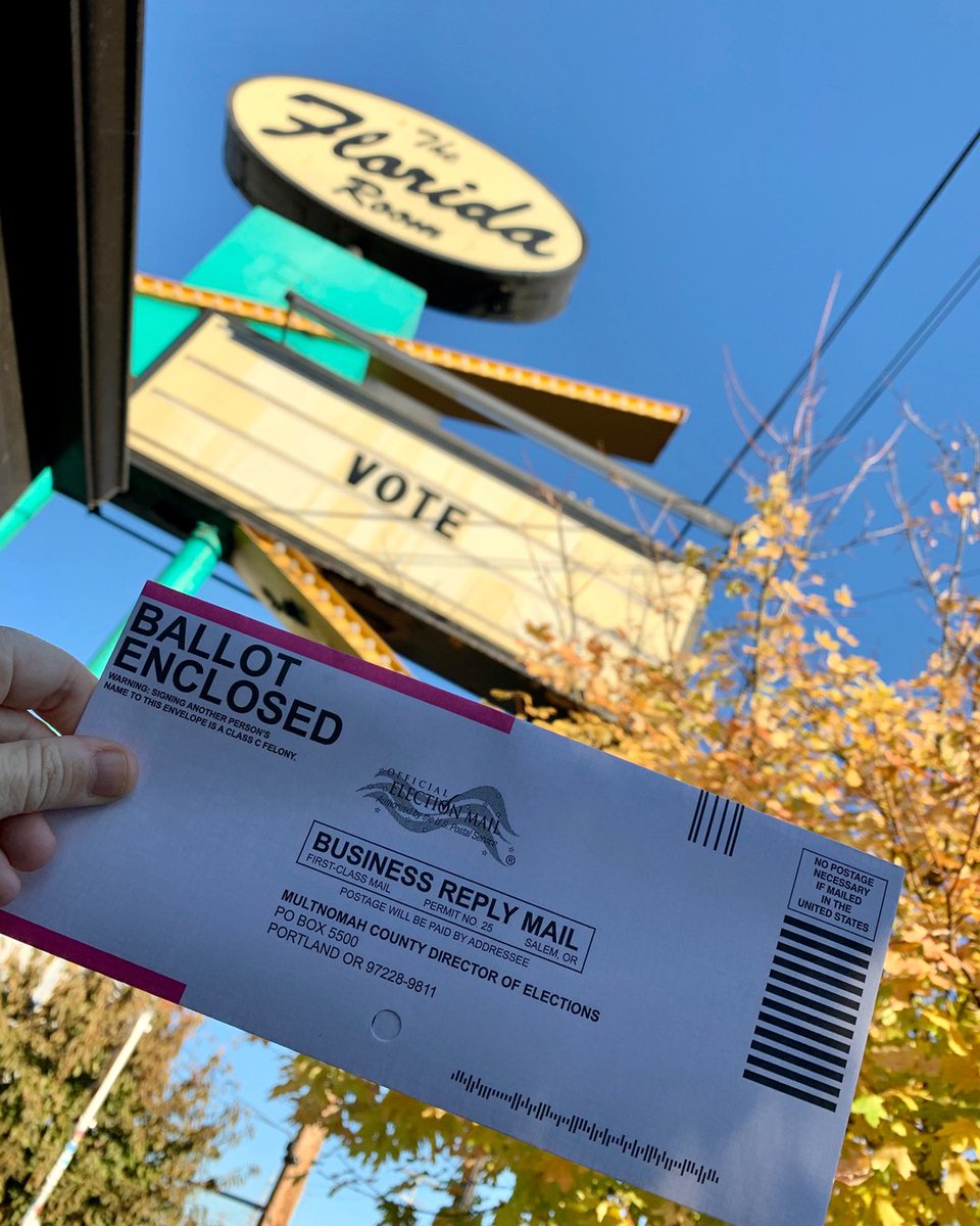 Beth_Kerschen's tweet photo. I VOTED and saw this most appropriate, vote-tastic sign on the way to the drop box! 🗳 (My favorite sign in town!)

In Oregon, TODAY is the last day to mail your ballots!! 

#asigntovote #vote2020 #voteoregon #voteportland #vote #sign #thefloridaroom https://t.co/08Un6yCaq9