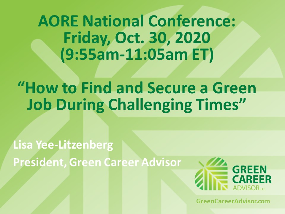 GreenCareerGuru's tweet photo. Excited to present at the Association of Outdoor Recreation and Education (AORE)'s Annual Conference on FRI 10/30!
**Learn more: https://t.co/YPuMx9KPW5

#AORE2020 #GreenCareers #JobSearchTips #GreenCareerAdvisor https://t.co/eKR5CszClT