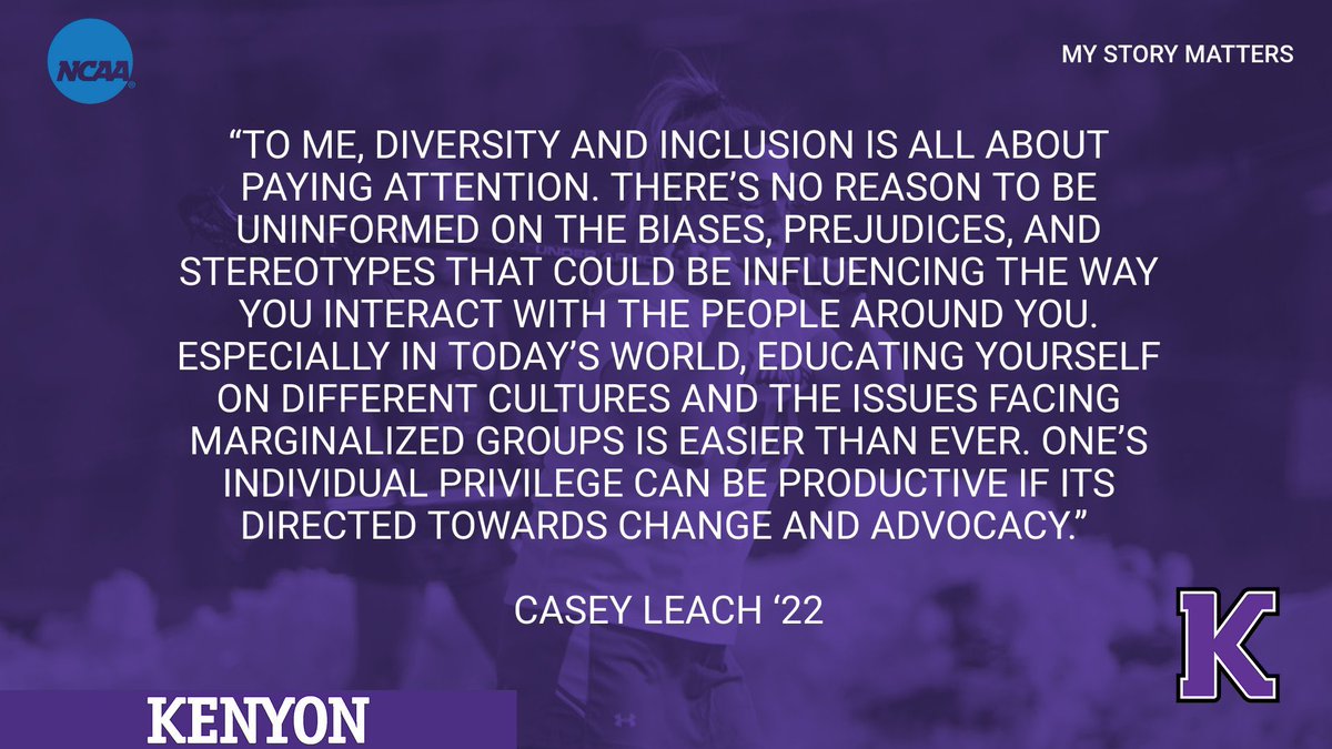 KenyonWLAX's tweet photo. Huge thank you to our girls for participating in the NCAA’s Diversity and Inclusion Campaign! 

#ncaainclusion #kenyonsports #kenyoncollege #kcwl https://t.co/qZWoAgwWFf
