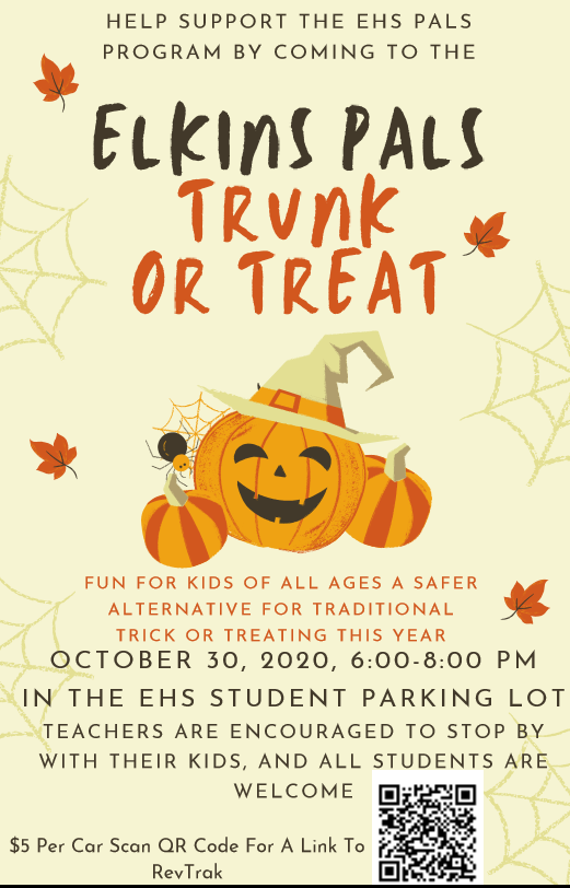 EHS_Knightswire's tweet photo. Make plans to Trunk or Treat at Elkins High School.  
October 30th 6:00 - 8:00
Open flyer and scan code.  
@ehs_pals #VentureForward https://t.co/dqS1WhaL2i
