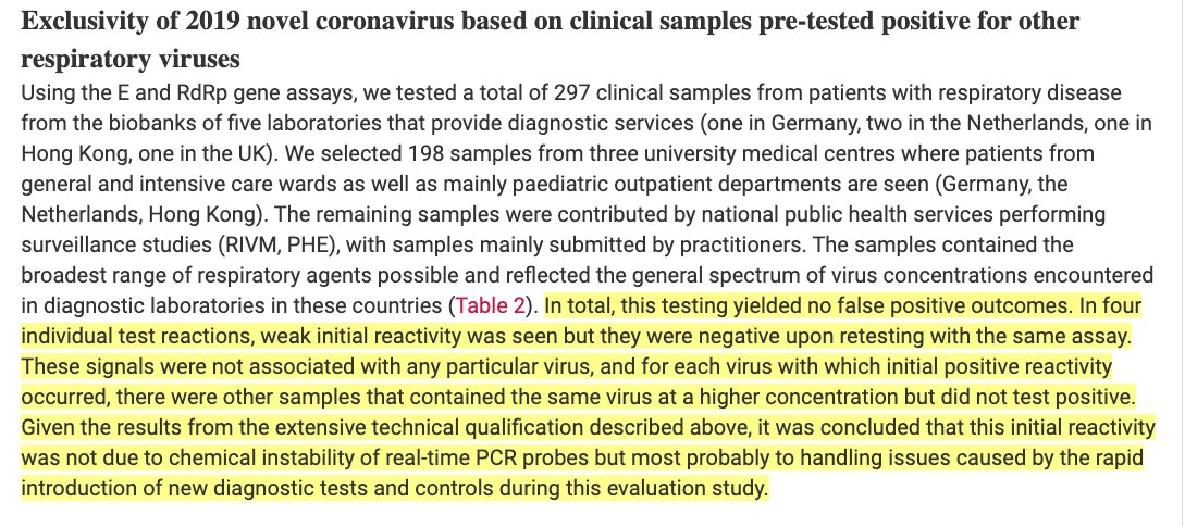 56/124 At first glance we can spot in the accompanying text of "Table 2": Quote 1: "In four individual test reactions, weak initial reactivity was seen, but they were negative upon retesting with the same assay."