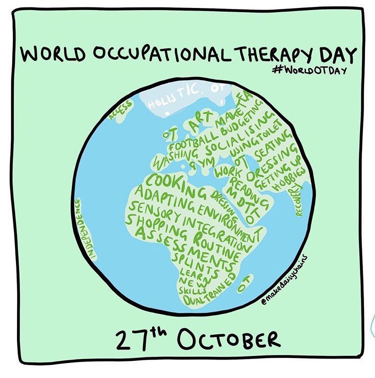 Happy world Occupational Therapy Day! I’m so proud to be starting such a great career with a wide diversity of roles and areas of work. #WorldOTDay #Worldotday2020 💚