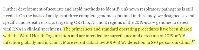 73/124 At this point it should be noted, that  #Zhu's  #laboratory designed their own real time  #qPCR- #protocol. A question remains: Why did the  @WHO recommend the  #Drosten- #protocol to the world and not Zhu's?  #NextGenerationSequencingDoesNotFulfillKochsPostulates