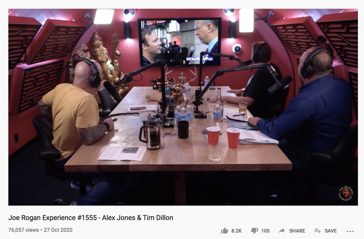 Joe Rogan hosted far-right conspiracy theorist Alex Jones on his podcast today. They pushed anti-vaxx conspiracies and broadcasted banned Infowars videos. Rogan continuing to platform these far-right sickos is incredibly gross and dangerous.