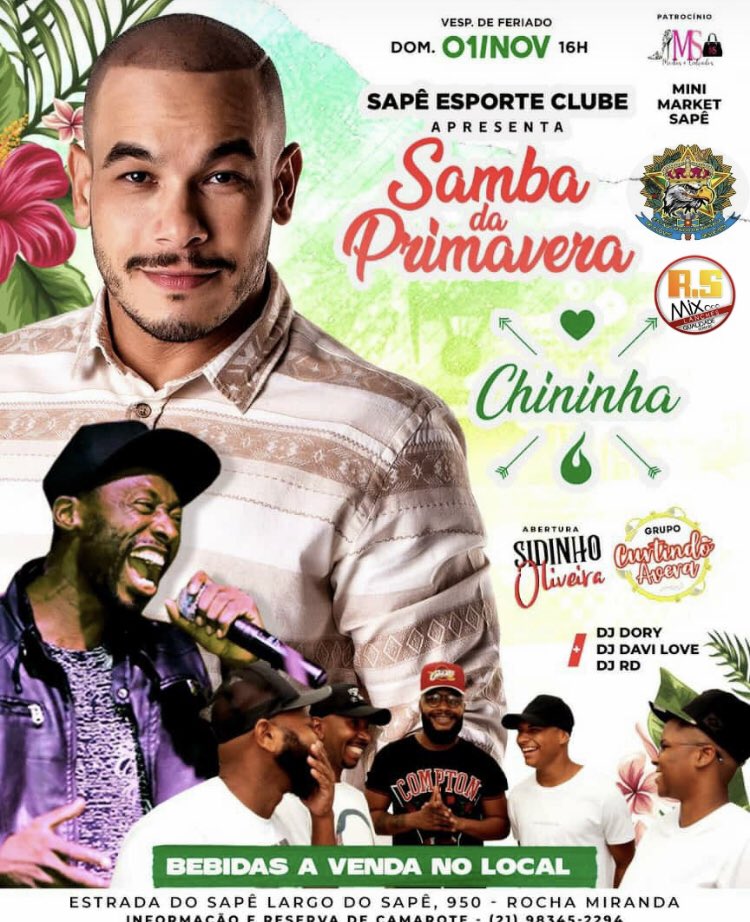 primavera_samba's tweet photo. DIA 1 DE NOVEMBROOOO, VÉSPERA DE FERIADO ❗ ❗❗❗
TEM #SambaDaPrimavera 🍀❤️

COM CANTOR CHININHA 🎼✔️
ABERTURA SIDINHO É BANDA🎼
GRUPO CURTINDO AVERA✔️🎼

NOS INTERVALOS OS TOP DJS FAZENDO AQUELA SEQUÊNCIA DE CORO COM COÇA🎧

#EXPLOOODIIU 
#COMPARTILHEEM https://t.co/j3DDBf3uw0