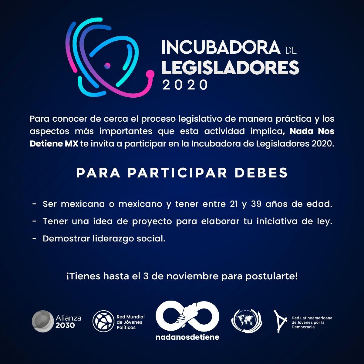 🚨CONVOCATORIA ABIERTA 📣  ¡No te quedes fuera de la #IncubadoraDeLegisladores2020!  Consulta las bases y participa 👉🏻 bit.ly/3oz3dHe