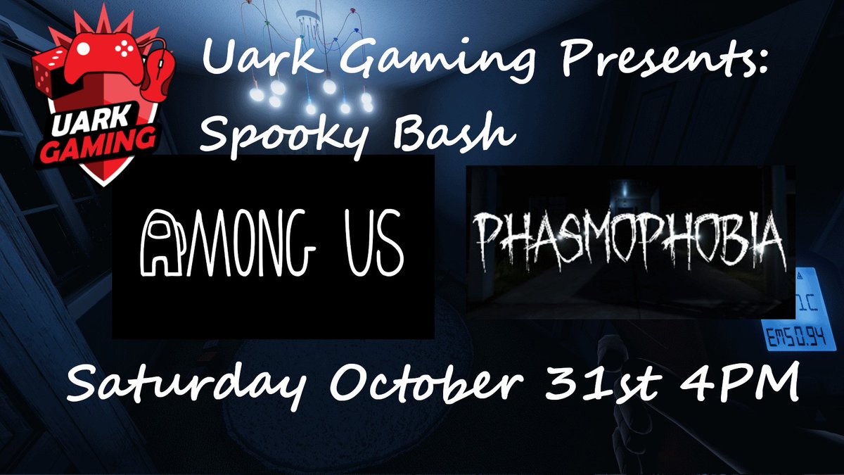 UARKGaming's tweet photo. Join us on our Discord server (https://t.co/zIWCSV8JJa) this Saturday at 4pm for a spooooky gaming bash! 👻 https://t.co/X9Vf8zDAOd
