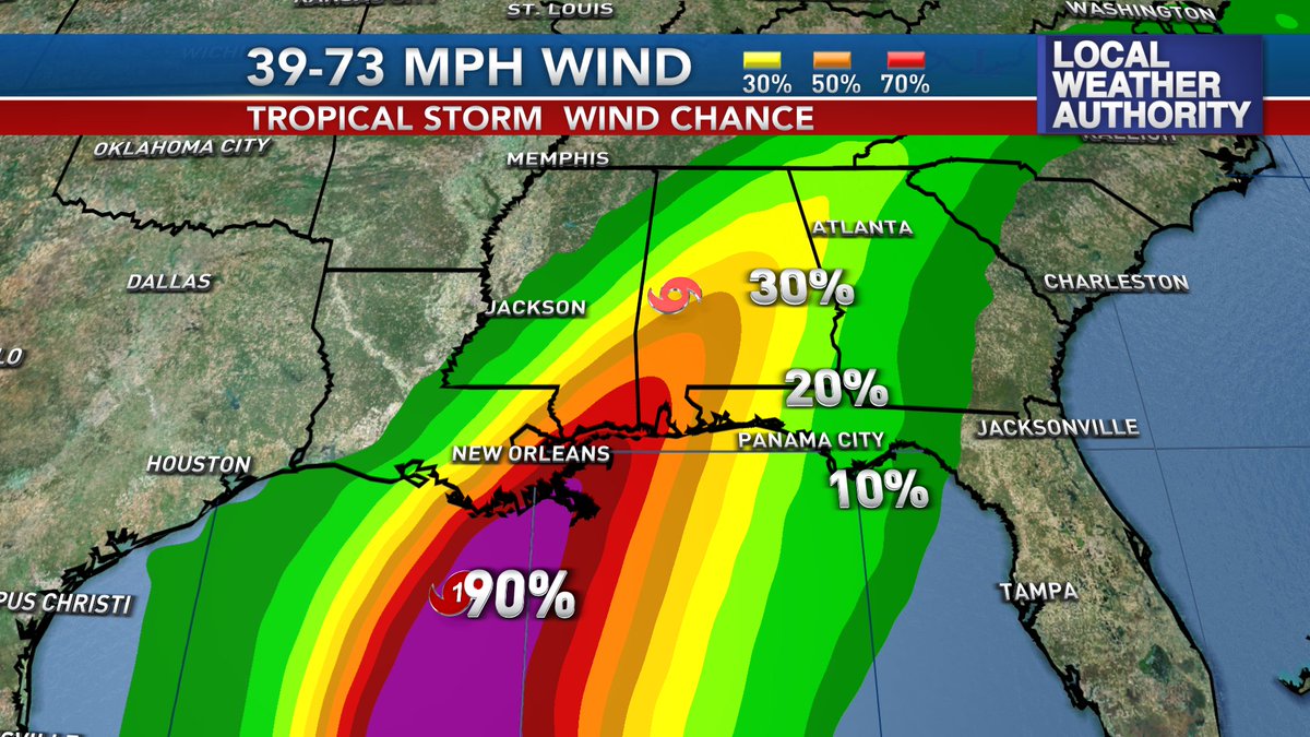 ChrisSmithPW's tweet photo. A Tropical Storm Watch has been issued for interior Walton &amp; Holmes Counties. Winds could get near TS force in Okaloosa Co. &amp; we could see TS gusts Wednesday night over interior Walton/Holmes. https://t.co/oSHsLBLPNi