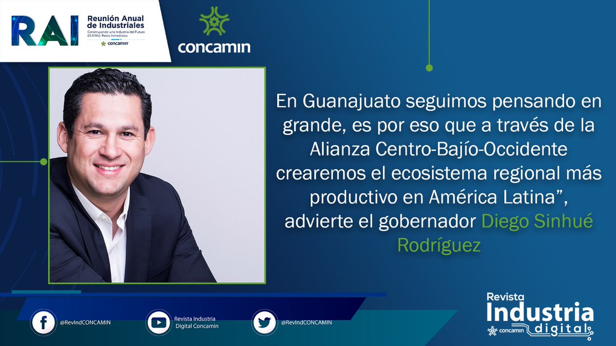 🔹 Reunión Anual de Industriales de <a href="/CONCAMIN/">CONCAMIN</a> 2020. #RAI2020
(Actividades preparatorias)

"De una #EconomíaAgrícola de temporal a una #EconomíaIndustrial exportadora en 30 años.

<a href="/diegosinhue/">Diego Sinhue Rodríguez Vallejo</a> Rodríguez Vallejo, Gobernador del Estado de Guanajuato (@gobiernogto).

#RAI2020Virtual
