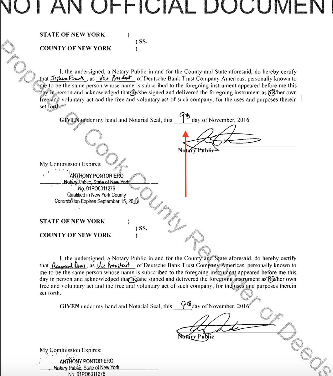 Deutsche Bank still wasn't done with Trump in Chicago. In 2014, it lent him another $24M.That loan was repaid by May 2016. Oddly, Deutsche didn’t release the collateral on the loan until...wait for it...Nov. 9, 2016.The day after Trump won the election.