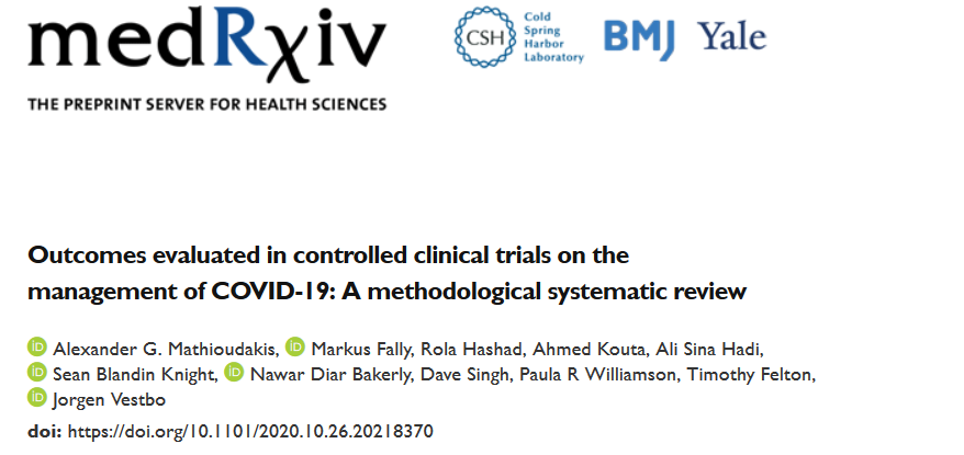 We present the outcomes reported in 415 RCTs on the management of COVID-19 and their measurement instruments. There is a need for consensus in the design of future RCTs. @ProfJVestbo @timwfelton @NawarBakerly @ManchesterBRC @FBMH_UoM doi.org/10.1101/2020.1…