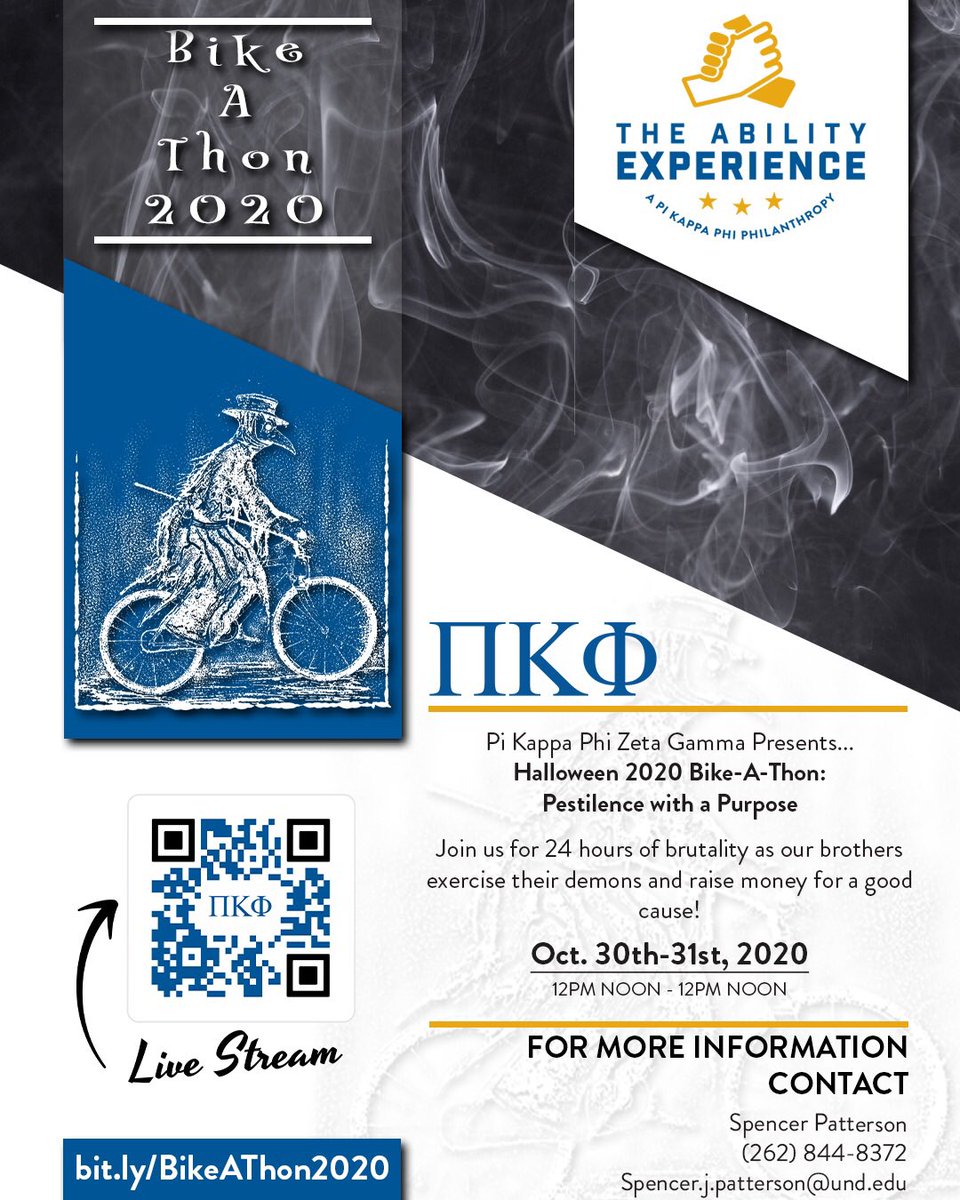 Our first philanthropy event is coming up this weekend, Friday @ Noon - Saturday @ Noon. 

Donations appreciated but not required. We look forward to seeing y’all on the live stream! #PiKappaPhi #UND #AbilityExperience