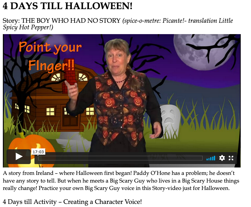 D3Edge's tweet image. Four days till Halloween! Don't miss my Halloween Countdown page for families: livingmyth.com/halloween-coun… Today's story- "The Boy Who Had NO Story!" Spice-o-metre on the scary metric "Picante! A little Heat!" #Halloween2020 #storytelling #VirtualProduction