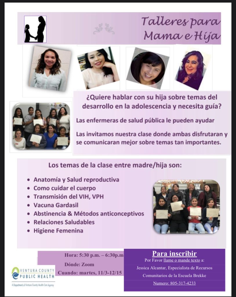 Hello Brekke Families! Signup 2day for VCPH Mother Daughter Workshop. Hola Families de Brekke! Inscríbanse al taller de Mamá e Hija  hoy! Flyer contains more detail. El folleto tiene más información.