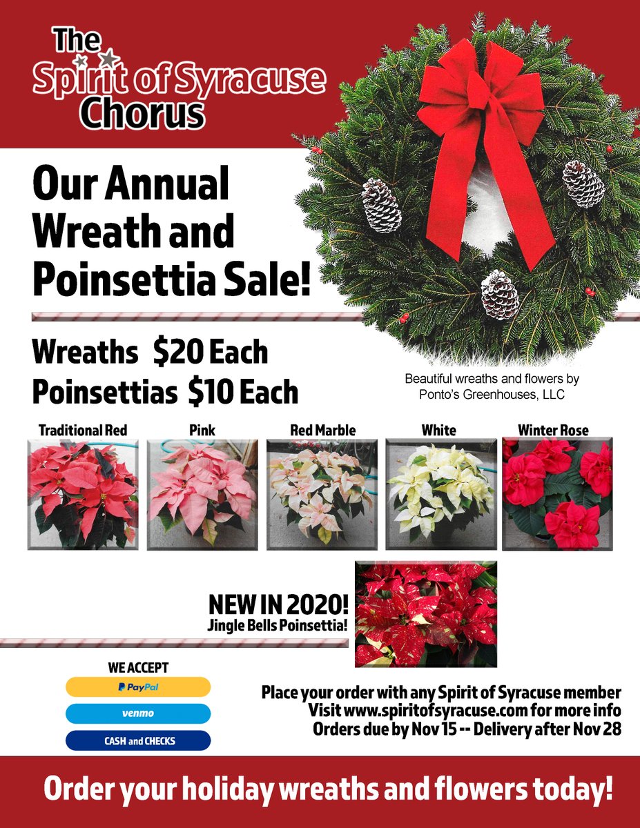 SOS_Chorus's tweet photo. The annual SOS Wreath and Poinsettia fundraiser is on! Now is the time to reserve your GORGEOUS holiday plants for the season! Thanks for your support! 

#merrychristmas2020 #vote #barbershop #wearesweetadelines #community #everyoneinharmony 
#santaknows #jinglebells https://t.co/93xdQXKasl