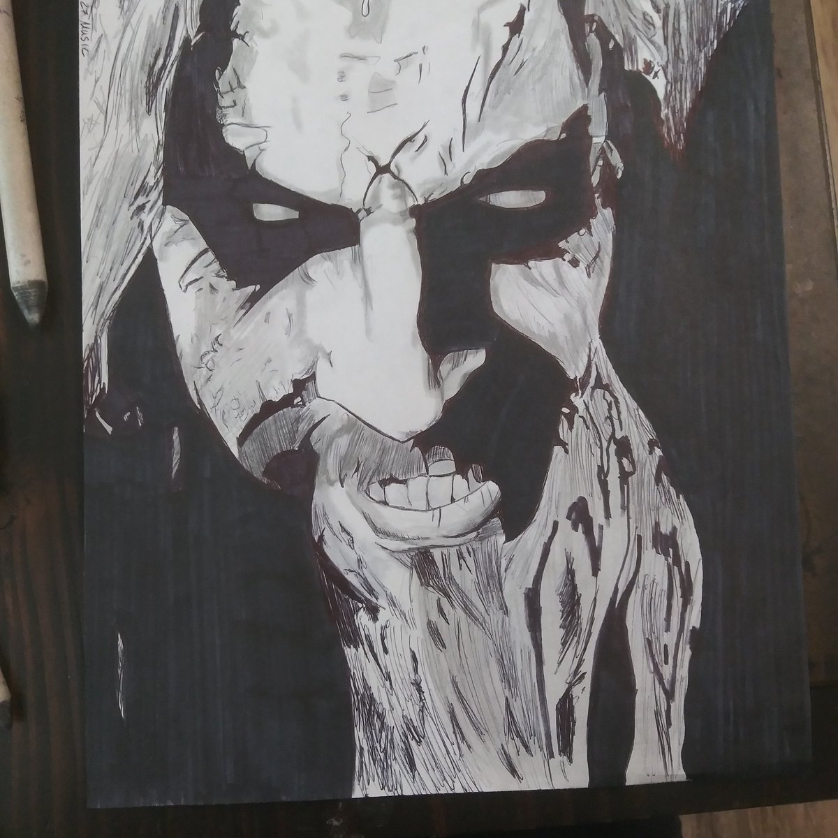 Reasil_ReQuinn's tweet photo. |todays Inktober and VTMober. 27. Music (rob zombie) and Golconda (Saulot). 4 hours total || https://t.co/VR0bABDU0u