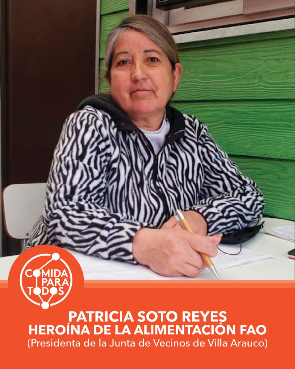 ChileComida's tweet photo. Mañana a las 09:00hrs @FAOChile reconocerá como "Heroína de la Alimentación, mención Líder Comunitario” a Patricia Soto, Presidenta de la Junta de Vecinos de Villa Arauco en La Pintana, que trabaja codo a codo con Comida Para Todos en el comedor de Villa Arauco. #comidaparatodos https://t.co/NOV2ZehDuu