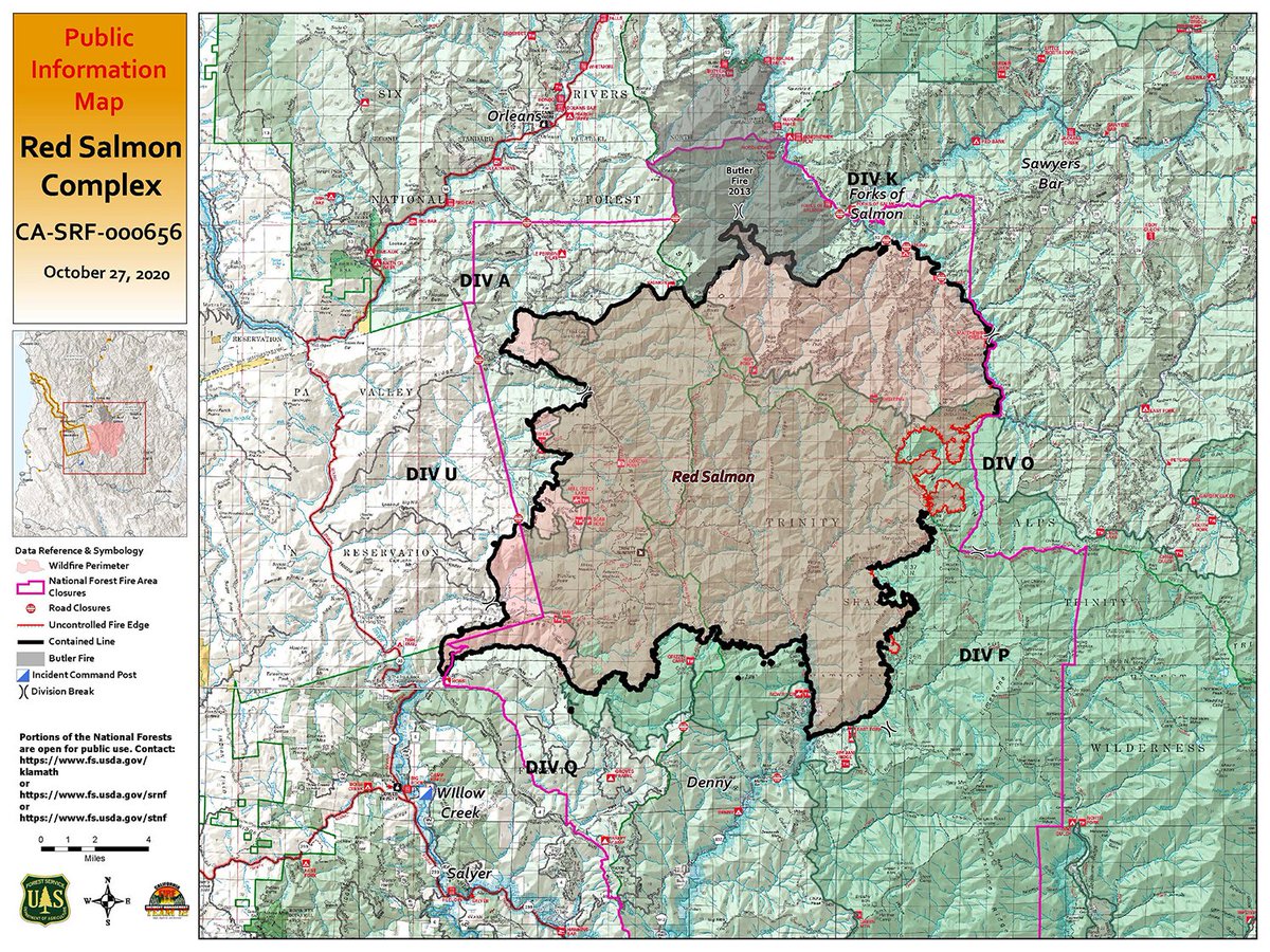 SixRiversNF's tweet image. #RedSalmonComplex update for October 27.

More info: inciweb.nwcg.gov/incident/6891/
BAER info: inciweb.nwcg.gov/incident/7253/

@ShastaTrinityNF @Klamath_NF @SixRiversNF