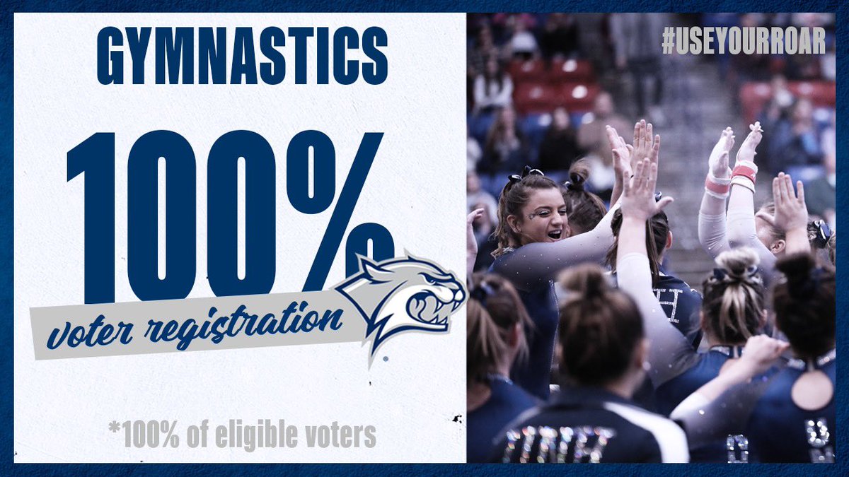 UNHGymnastics's tweet photo. We are very proud that 100% of the eligible voters on our team have registered to vote! #UseYourRoar @UNHSAAC https://t.co/hb5n71AzZT