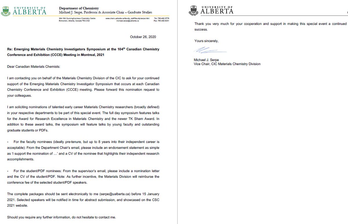 CIC Materials (@cicmaterials) on Twitter photo Nominations are now accepted for the Emerging Materials Chemistry Investigators Symposium at the 104th CCCE Meeting in Montreal, 2021
<a href="/CIC_ChemInst/">Chemical Institute of Canada</a> <a href="/CICMtlSection/">CIC Montreal</a> <a href="/ChemInstVanBC/">CIC Vancouver Section</a> <a href="/cicedmonton/">CIC Edmonton Section</a> #CCCE2021 #IUPAC2021 Nominations are now accepted for the Emerging Materials Chemistry Investigators Symposium at the 104th CCCE Meeting in Montreal, 2021
<a href="/CIC_ChemInst/">Chemical Institute of Canada</a> <a href="/CICMtlSection/">CIC Montreal</a> <a href="/ChemInstVanBC/">CIC Vancouver Section</a> <a href="/cicedmonton/">CIC Edmonton Section</a> #CCCE2021 #IUPAC2021